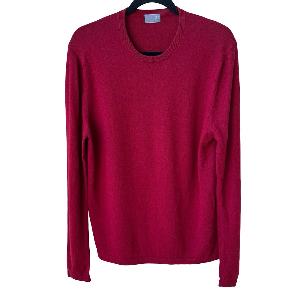 TSE 100% Pure Cashmere Quiet Luxury Crewneck Sweater Knit Pullover Red Mens M